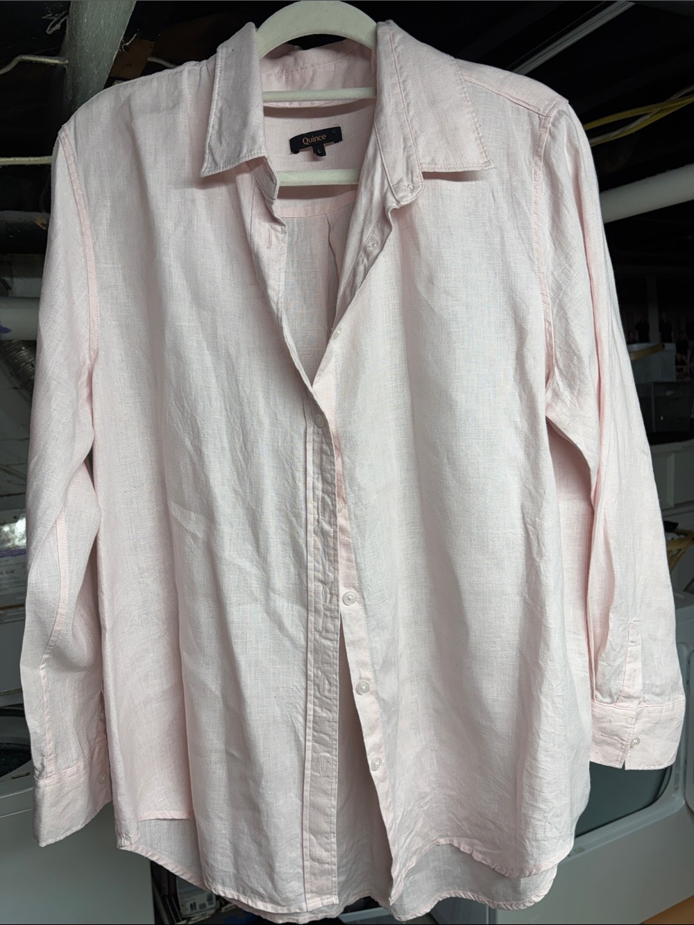 Quince European Linen Pale Pink Long-Sleeve Button-Down Shirt